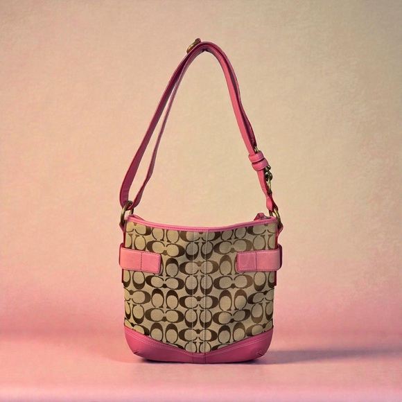 Coach Soho Signature Slim Shoulder Bag 3577 Pink Khaki Y2K Vintage (A519) - Picture 3 of 9